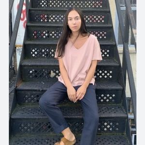 Girlfriend Collective cupro Tshirt in oyster pink sz L